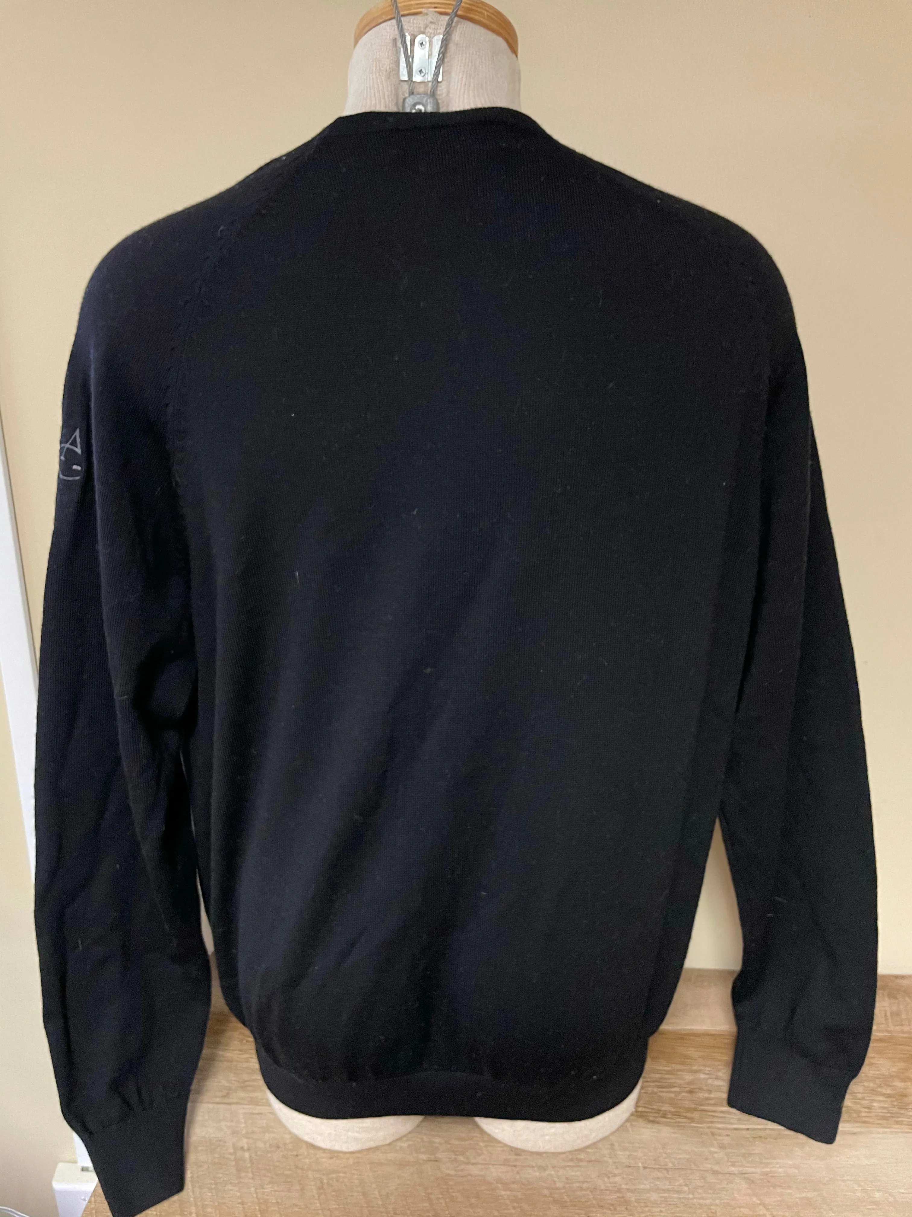 € Mens FAIRWAY & GREENE Italian Merino Black Wool Sweater Long Sleeve Sz Large