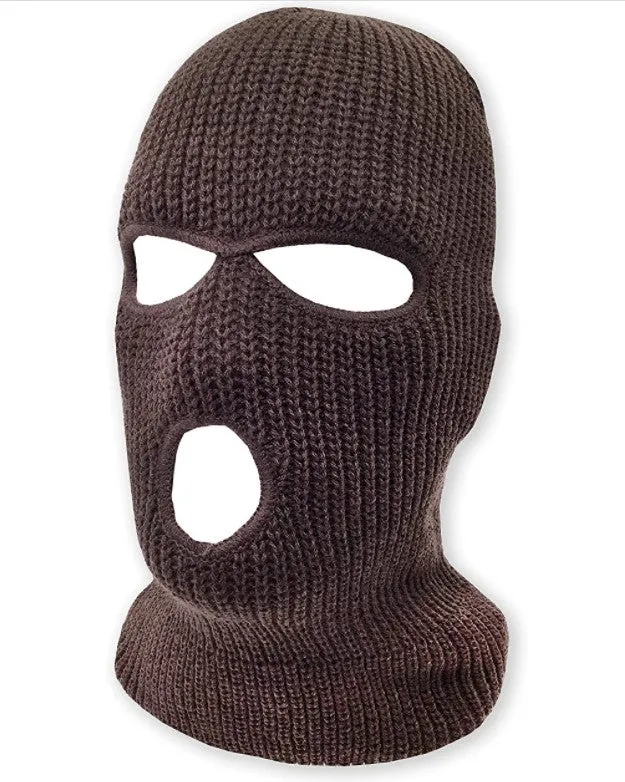 3 Hole Knitted Full Face Ski Mask Winter Balaclava Face Cover for Outdoor Sports