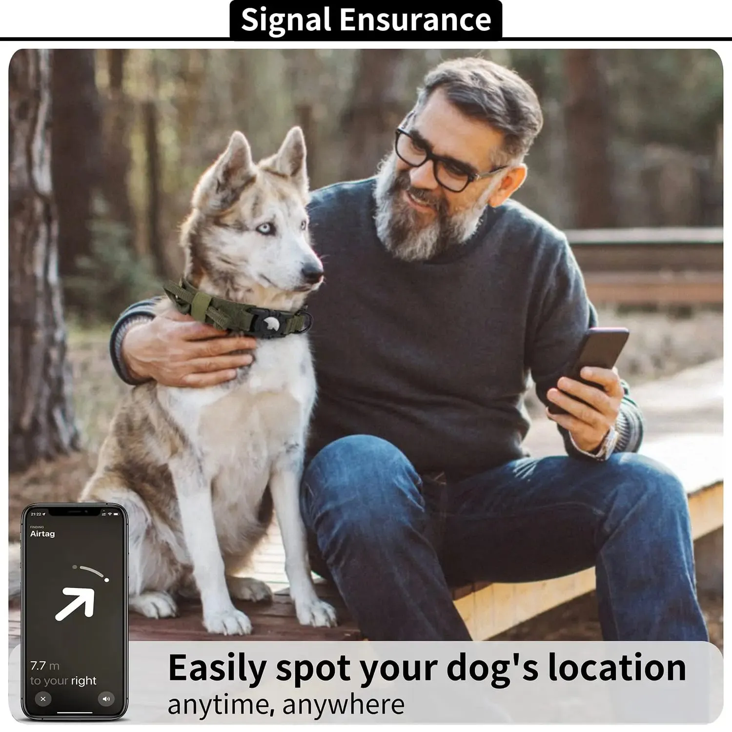 Adjustable Nylon AirTag Holder Dog Collar  Metal Buckle Pet Tactical Collar Dog Accessories Anti Lost and Pet Dogs Tracking Safe