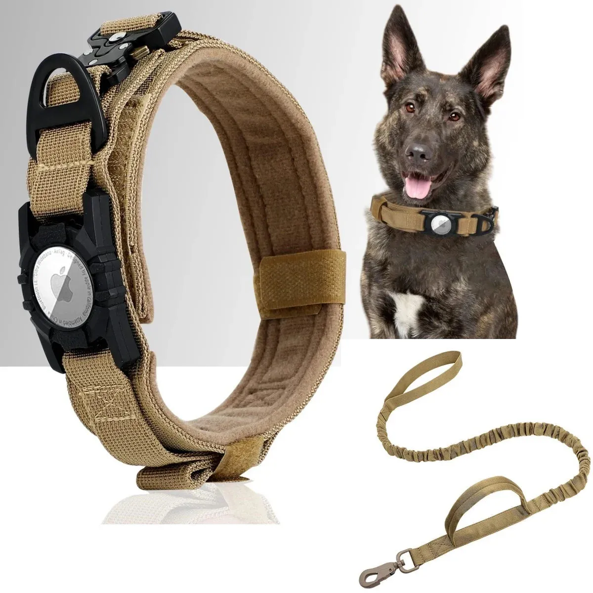 Adjustable Nylon AirTag Holder Dog Collar  Metal Buckle Pet Tactical Collar Dog Accessories Anti Lost and Pet Dogs Tracking Safe
