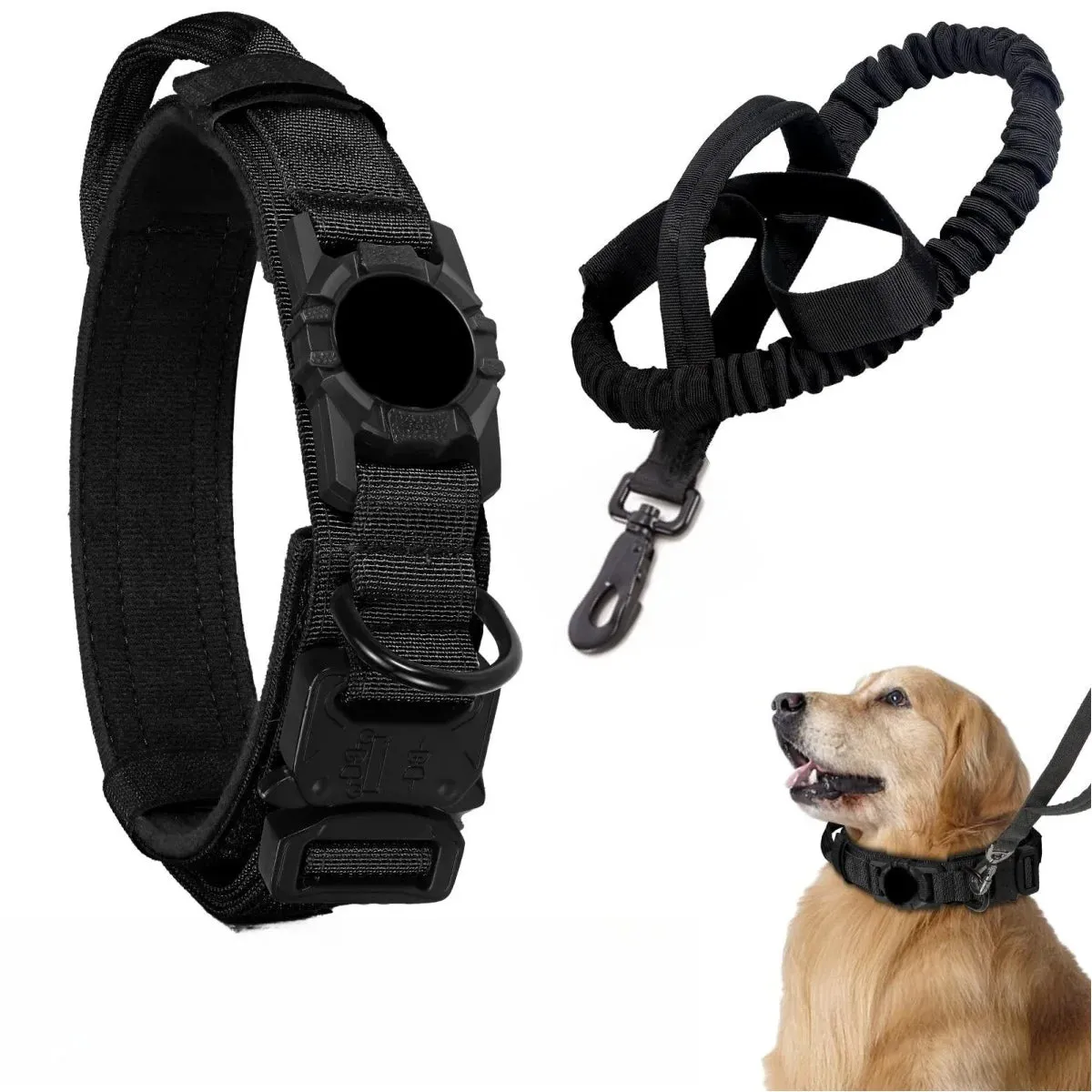 Adjustable Nylon AirTag Holder Dog Collar  Metal Buckle Pet Tactical Collar Dog Accessories Anti Lost and Pet Dogs Tracking Safe