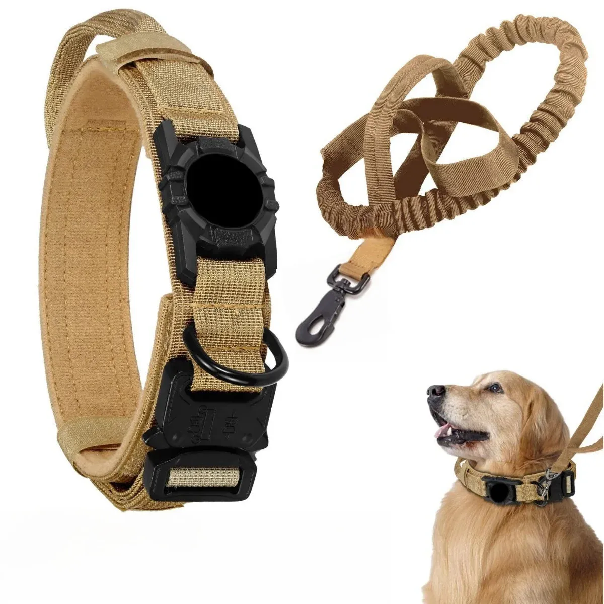Adjustable Nylon AirTag Holder Dog Collar  Metal Buckle Pet Tactical Collar Dog Accessories Anti Lost and Pet Dogs Tracking Safe