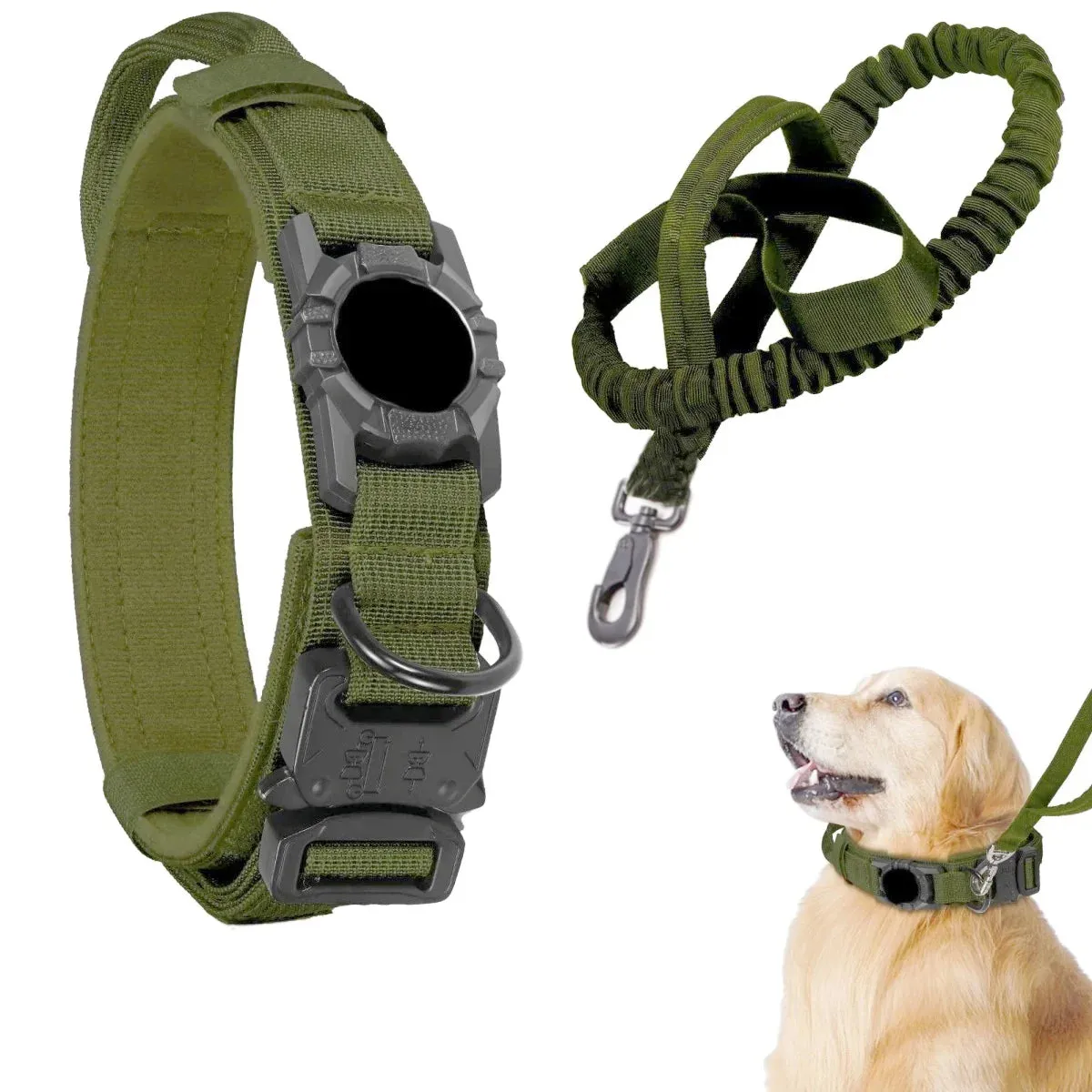Adjustable Nylon AirTag Holder Dog Collar  Metal Buckle Pet Tactical Collar Dog Accessories Anti Lost and Pet Dogs Tracking Safe