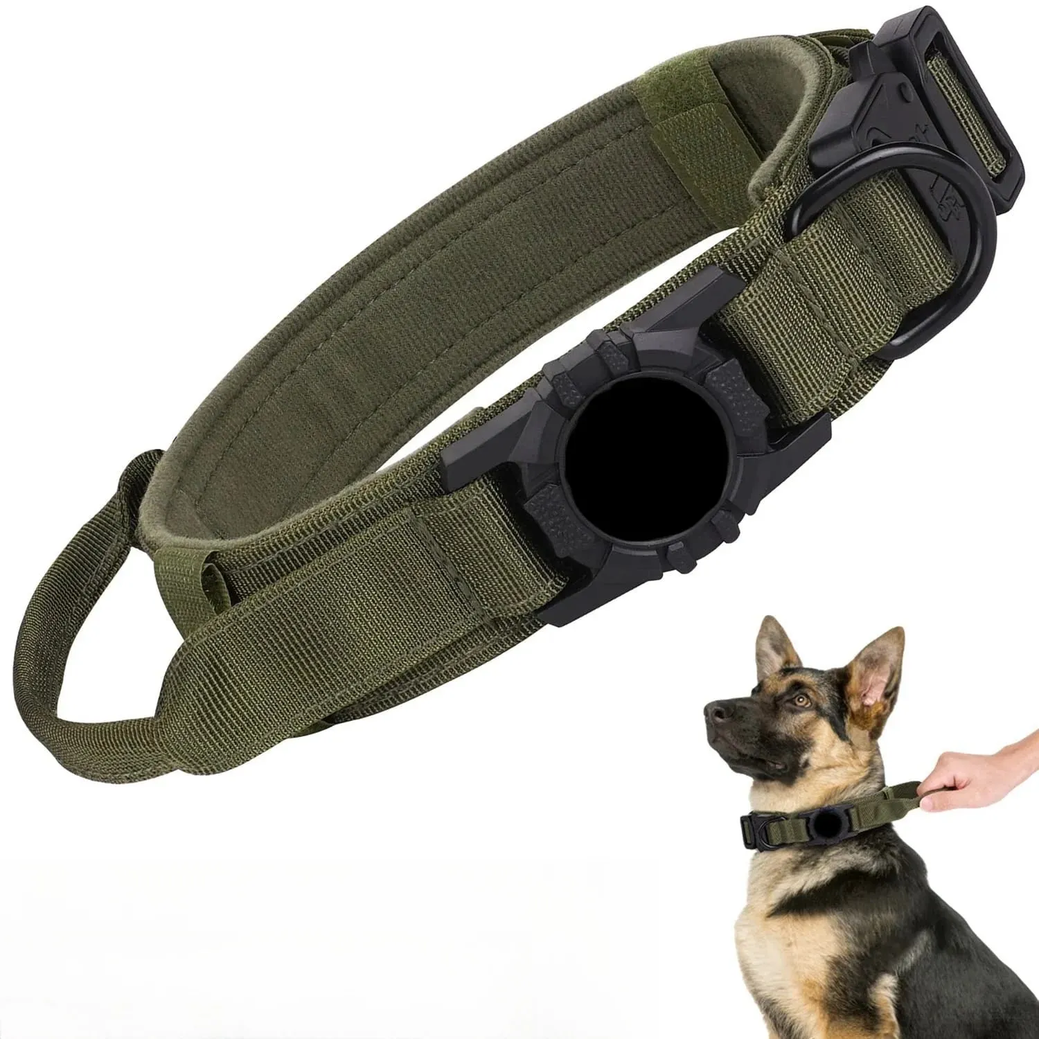 Adjustable Nylon AirTag Holder Dog Collar  Metal Buckle Pet Tactical Collar Dog Accessories Anti Lost and Pet Dogs Tracking Safe