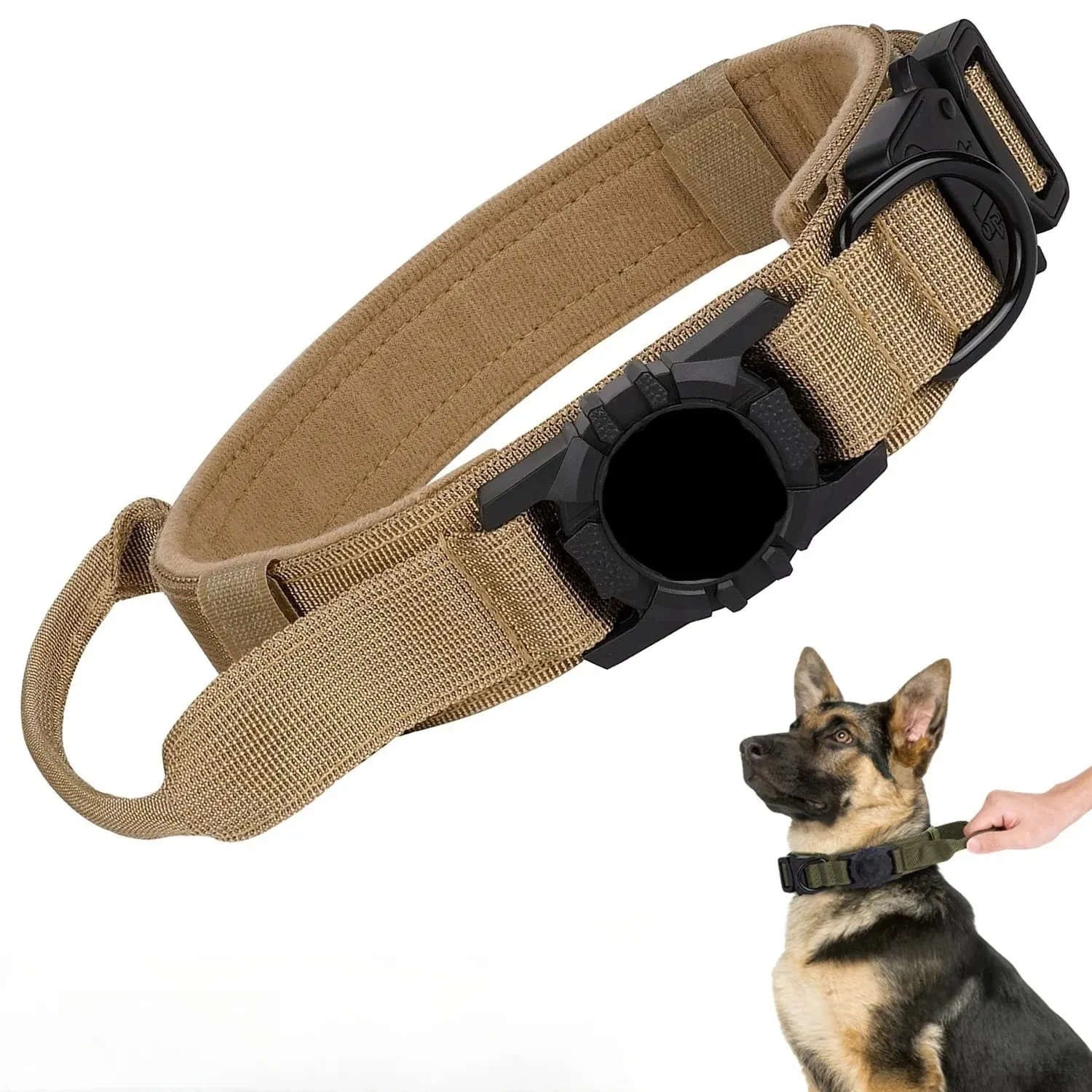 Adjustable Nylon AirTag Holder Dog Collar  Metal Buckle Pet Tactical Collar Dog Accessories Anti Lost and Pet Dogs Tracking Safe
