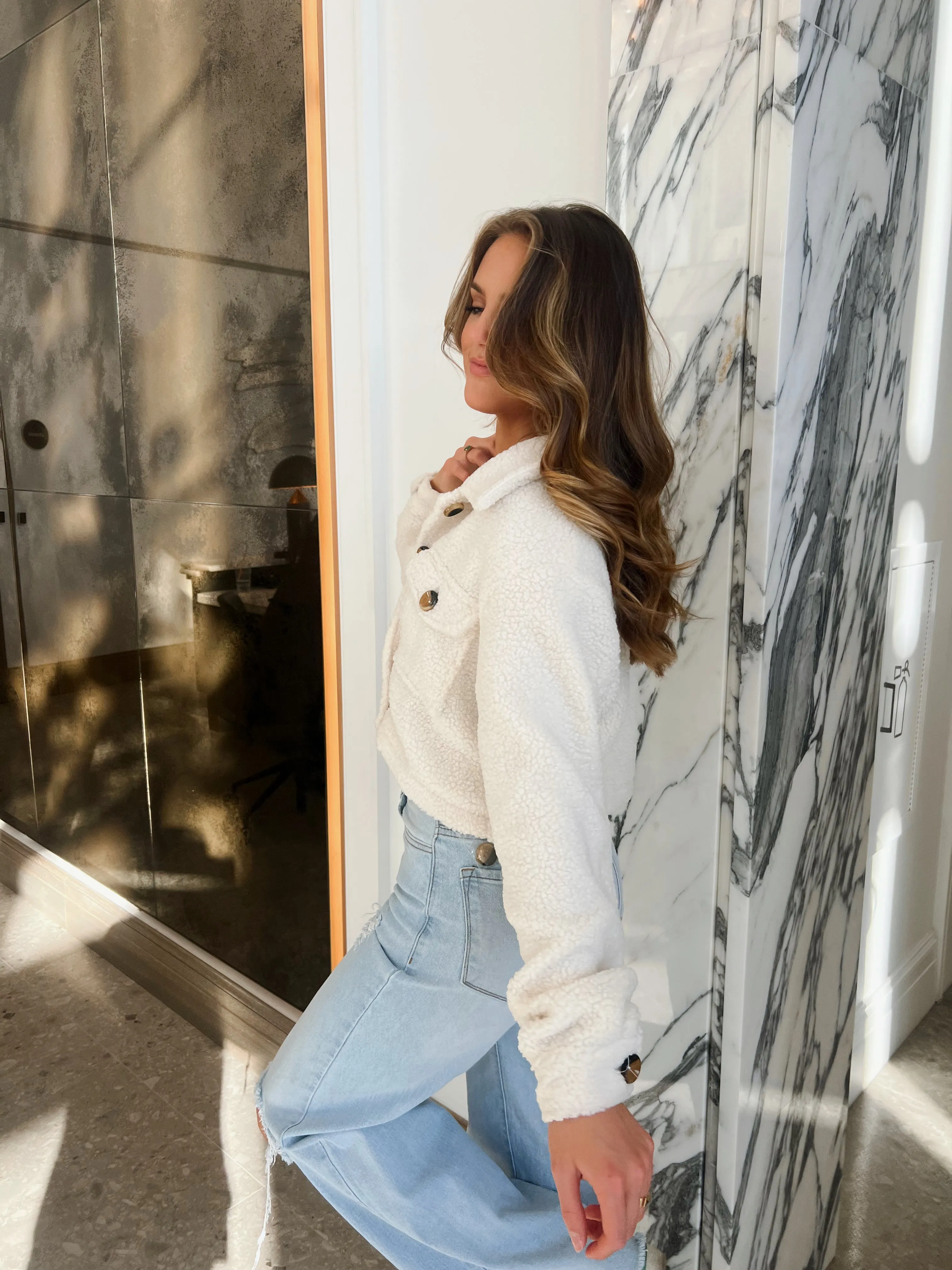 Amber Sherpa Jacket - Cream