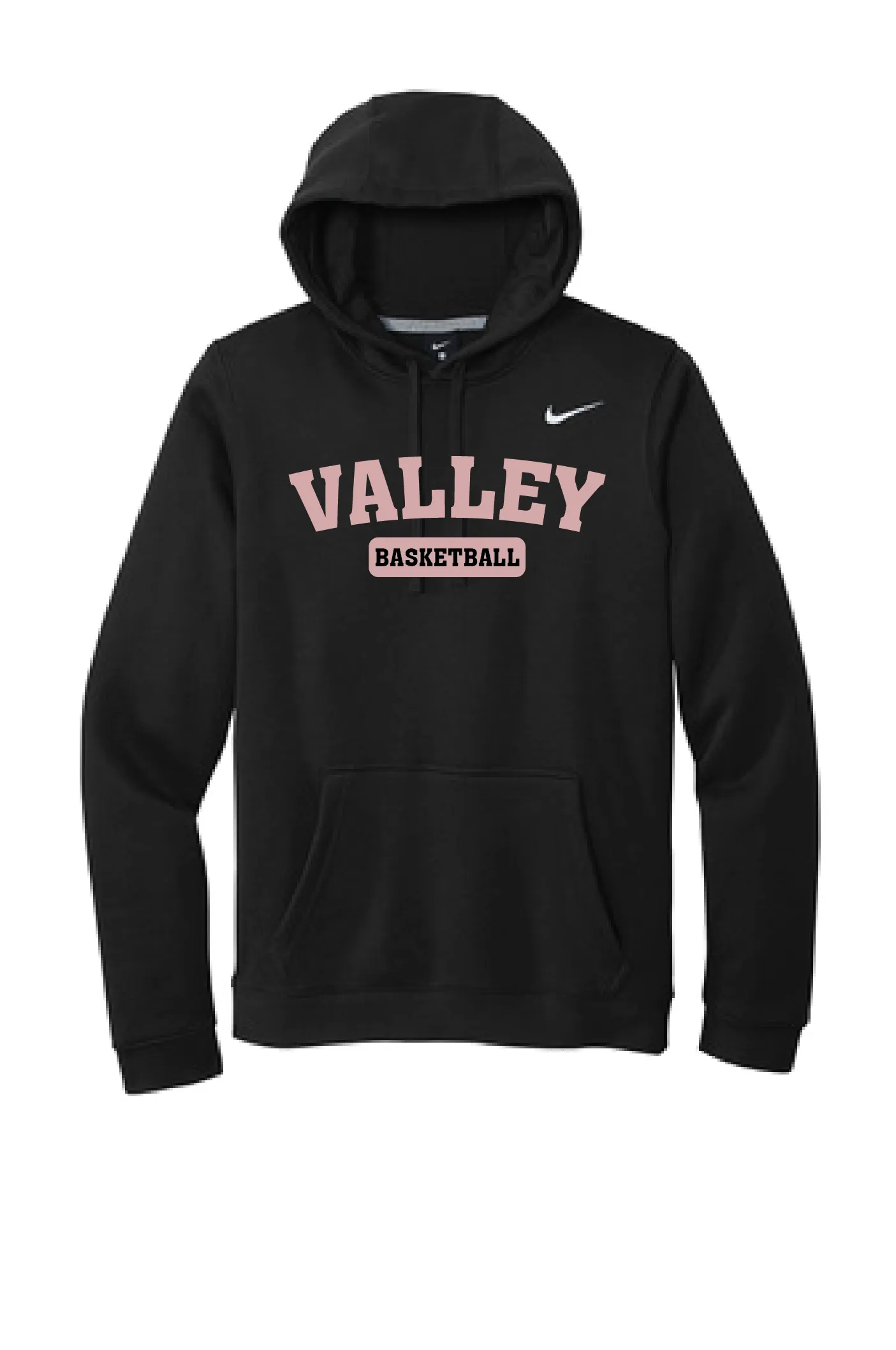 Apple Valley Basketball - Black Nike Club Fleece Pullover Hoodie - Valley Appliqué
