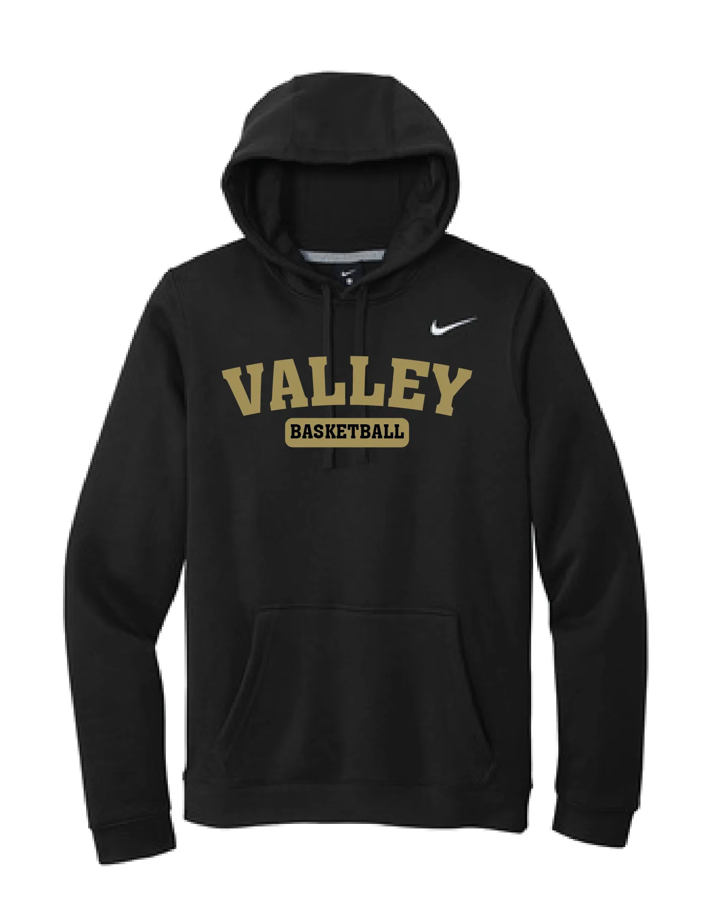 Apple Valley Basketball - Black Nike Club Fleece Pullover Hoodie - Valley Appliqué