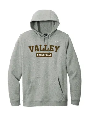 Apple Valley Basketball - Grey Heather Nike Club Fleece Pullover Hoodie - Valley Appliqué
