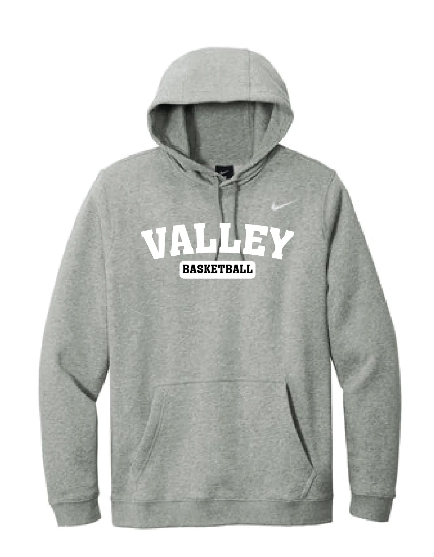 Apple Valley Basketball - Grey Heather Nike Club Fleece Pullover Hoodie - Valley Appliqué