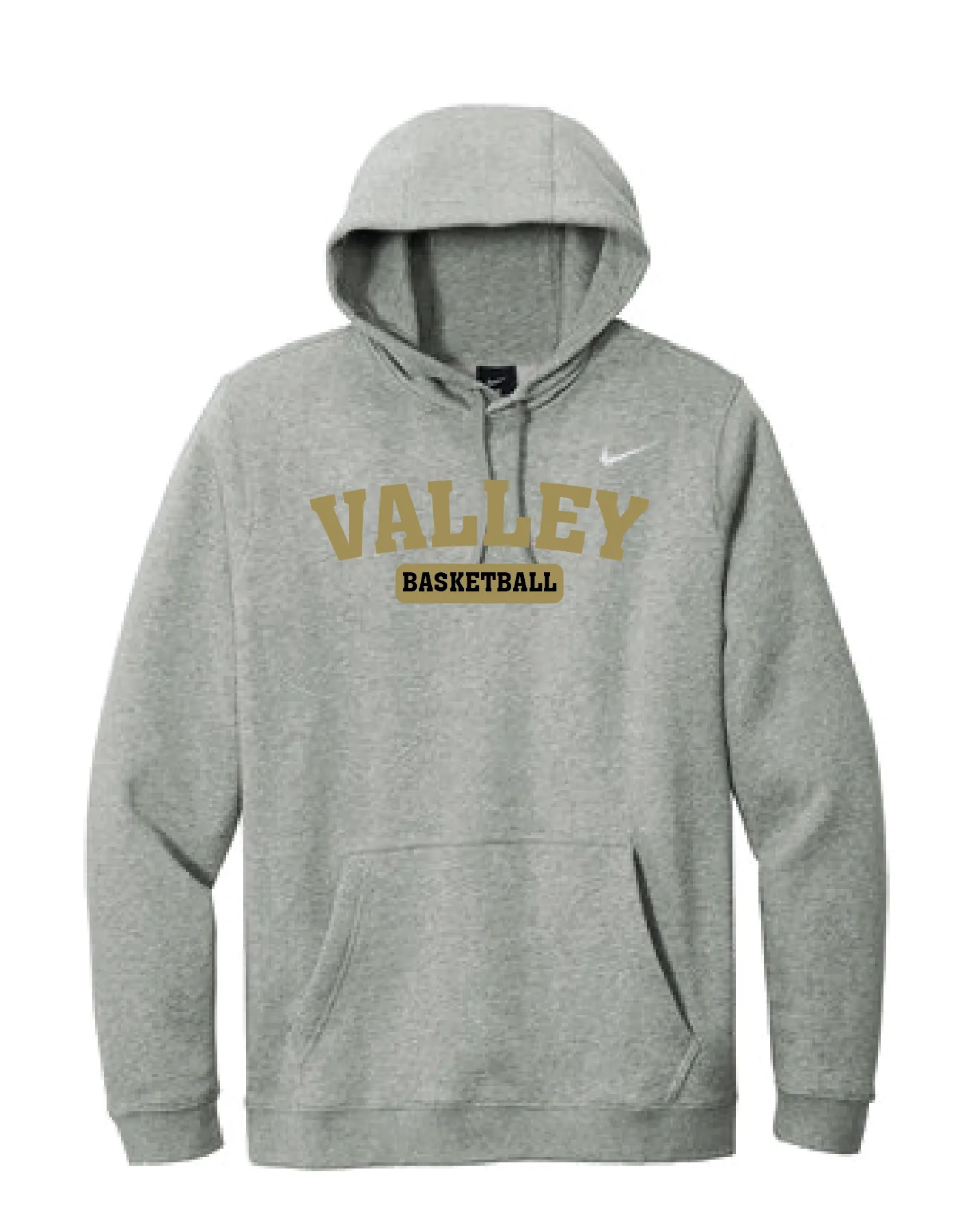 Apple Valley Basketball - Grey Heather Nike Club Fleece Pullover Hoodie - Valley Appliqué