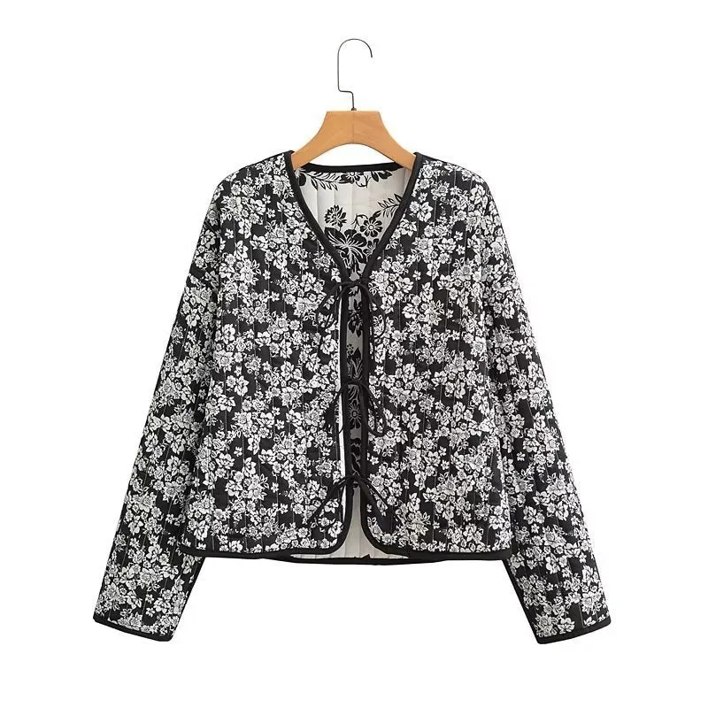 Autumn and Winter New Loose Double sided Printed Cotton Coat Women