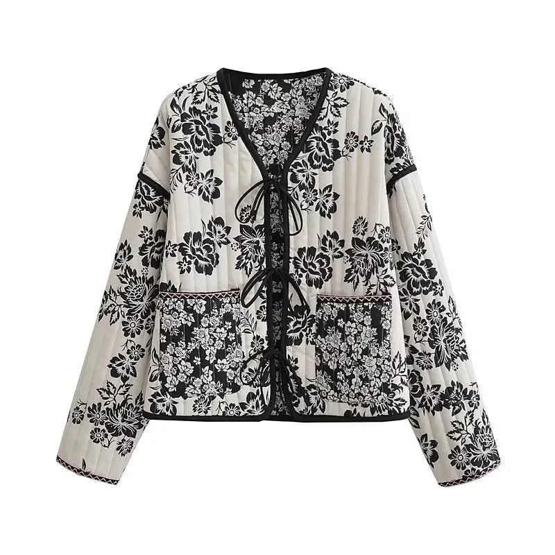 Autumn and Winter New Loose Double sided Printed Cotton Coat Women