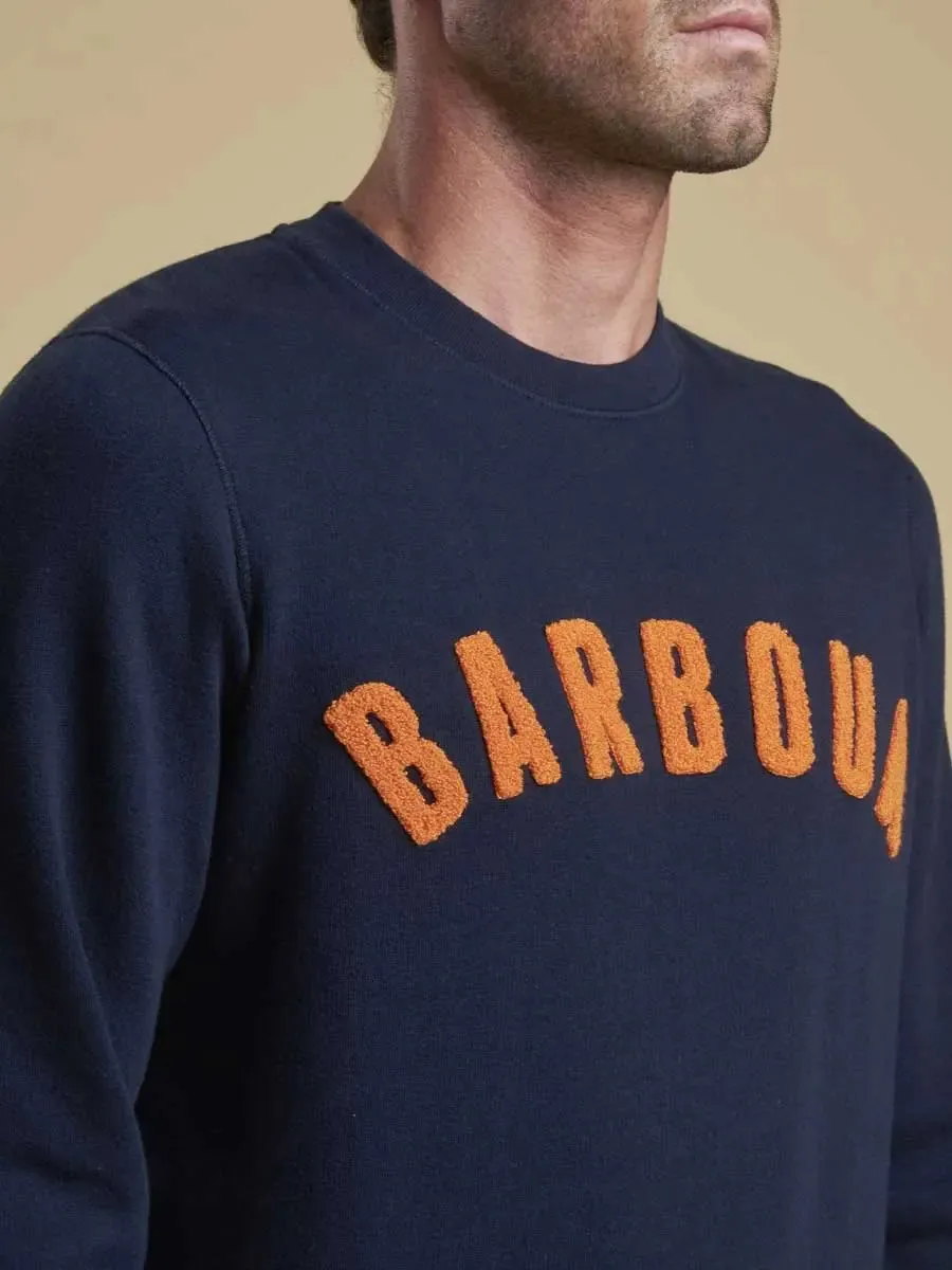 BARBOUR Sweater - Mens Prep Logo Crew Neck - Navy