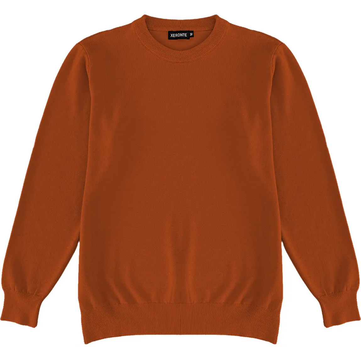 Burnt Orange Mens Knit Classic Crew Neck Sweater