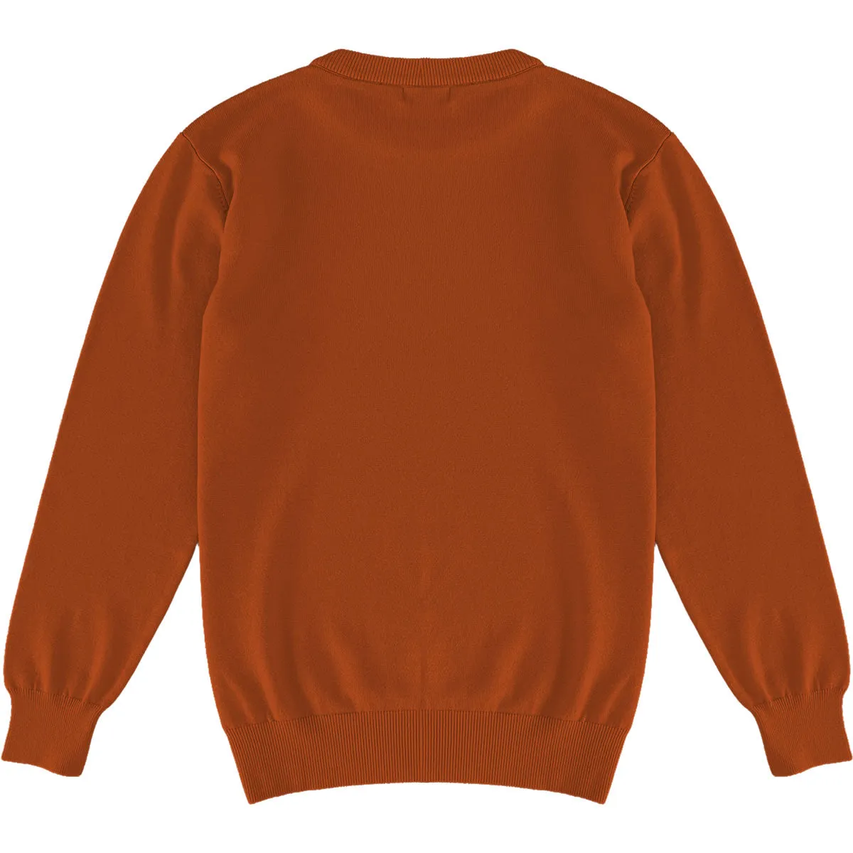 Burnt Orange Mens Knit Classic Crew Neck Sweater