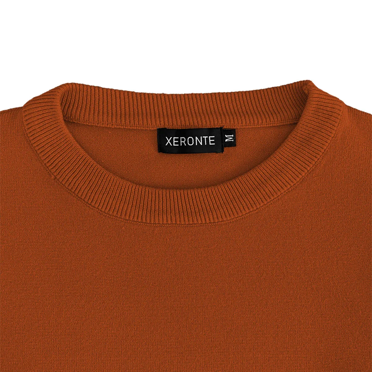 Burnt Orange Mens Knit Classic Crew Neck Sweater