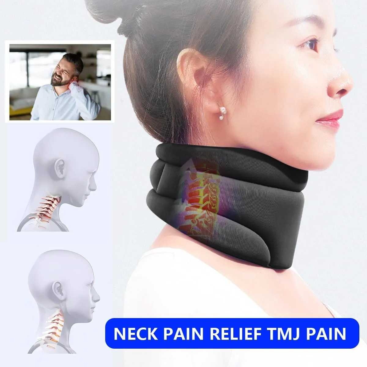 Cervi Correct Neck Brace - Adjustable Cervical Collar for Sleeping, Anti snoring and Neck Pain Support