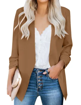 Coffee Open-Front Side Pockets Blazer