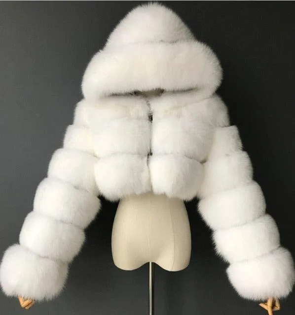 Faux Fur Cropped Bubble Jacket