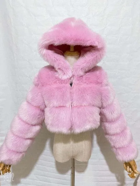 Faux Fur Cropped Bubble Jacket