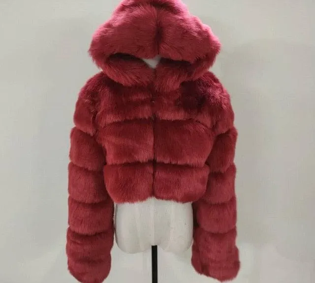 Faux Fur Cropped Bubble Jacket