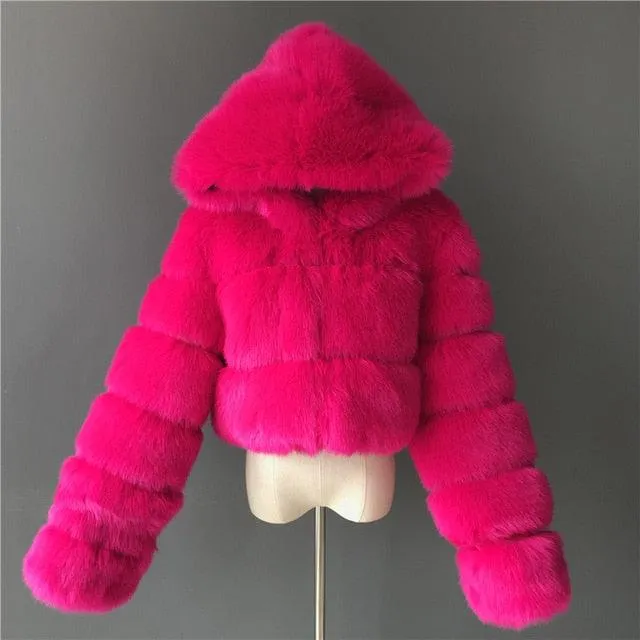 Faux Fur Cropped Bubble Jacket