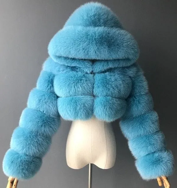 Faux Fur Cropped Bubble Jacket