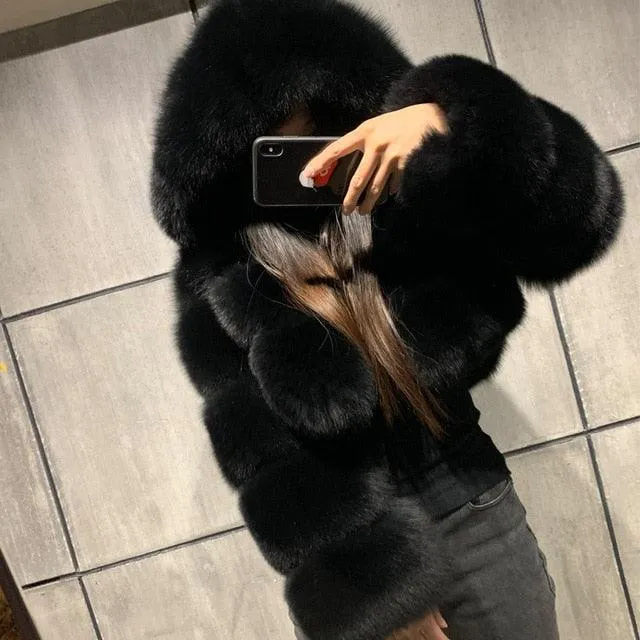 Faux Fur Cropped Bubble Jacket