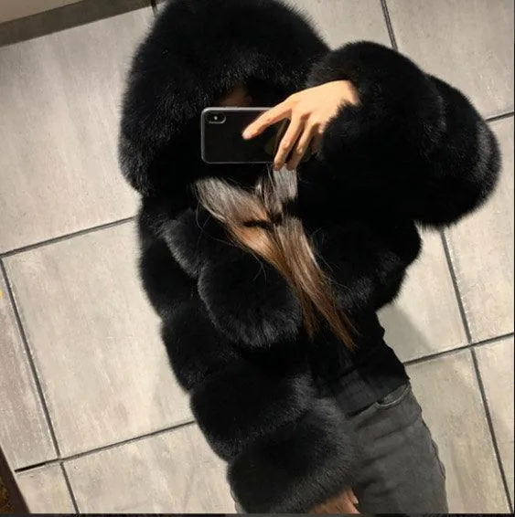 Faux Fur Cropped Bubble Jacket