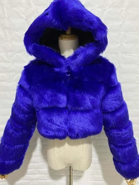 Faux Fur Cropped Bubble Jacket