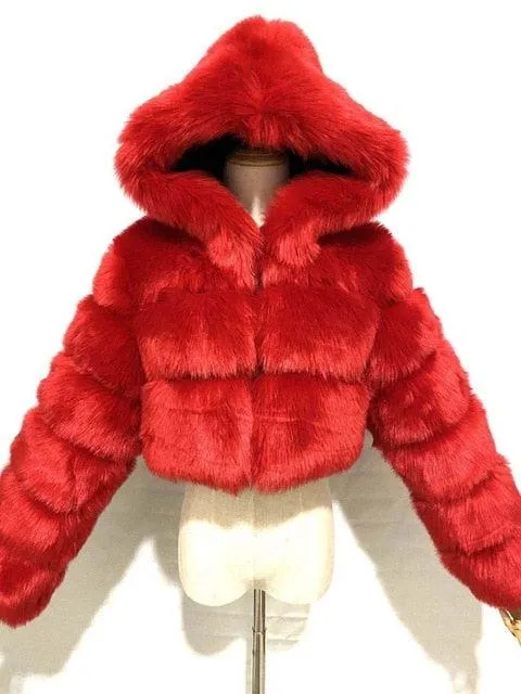 Faux Fur Cropped Bubble Jacket