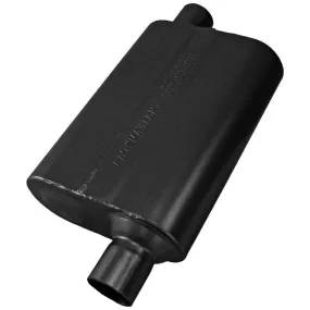 Flowmaster Super 44 Series Chambered Muffler - 2-1/4 in Offset Inlet - 2-1/4 in Offset Outlet - 13 x 9-3/4 x 4 in Oval Body - 19 in Long - Black Paint 842448
