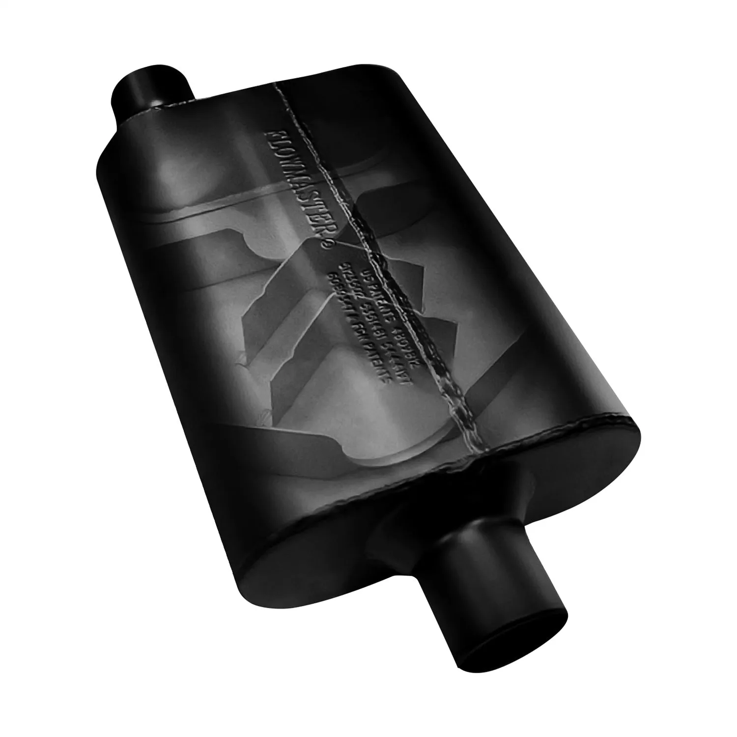 Flowmaster Super 44 Series Chambered Muffler - 2-1/4 in Offset Inlet - 2-1/4 in Offset Outlet - 13 x 9-3/4 x 4 in Oval Body - 19 in Long - Black Paint 842448