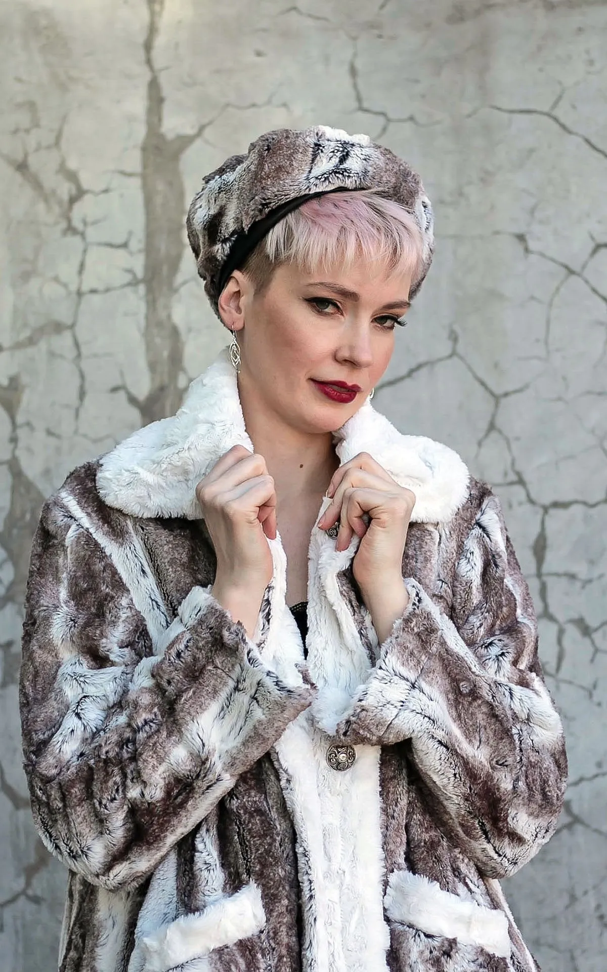 Garland Swing Coat - Luxury Faux Fur in Birch with Cuddly Fur in Ivory  - Sold Out!