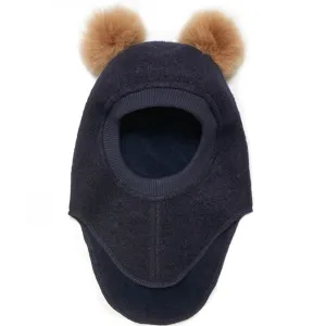 Huttelihut Balaclava w. Alpaca Pompoms Big Bear Dark Navy Huttelihut Balaclava w. Alpaca Pompoms Big Bear Dark Navy