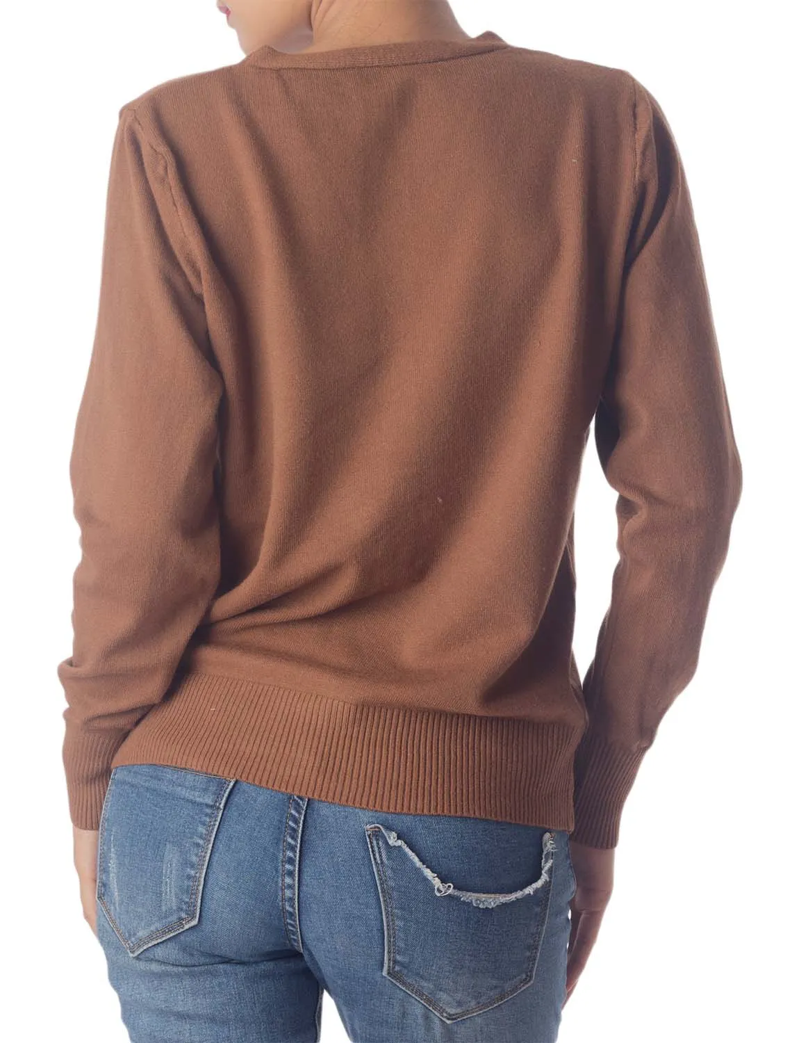 iB-iP Women's Fashion Button V-neck Sweater Ladys Lightweight Cardigan