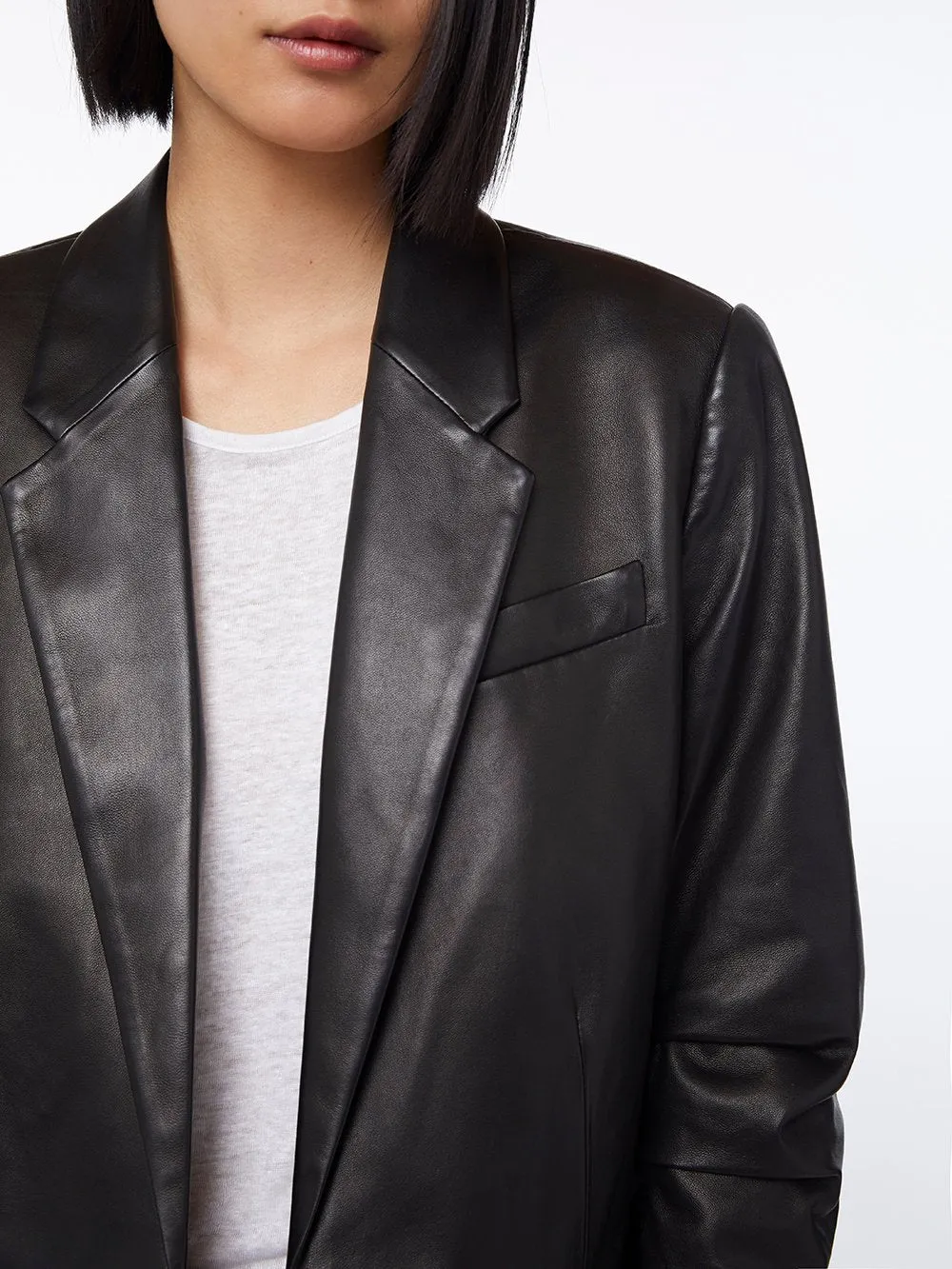 Imaan x FRAME Leather Darted Blazer -- Noir