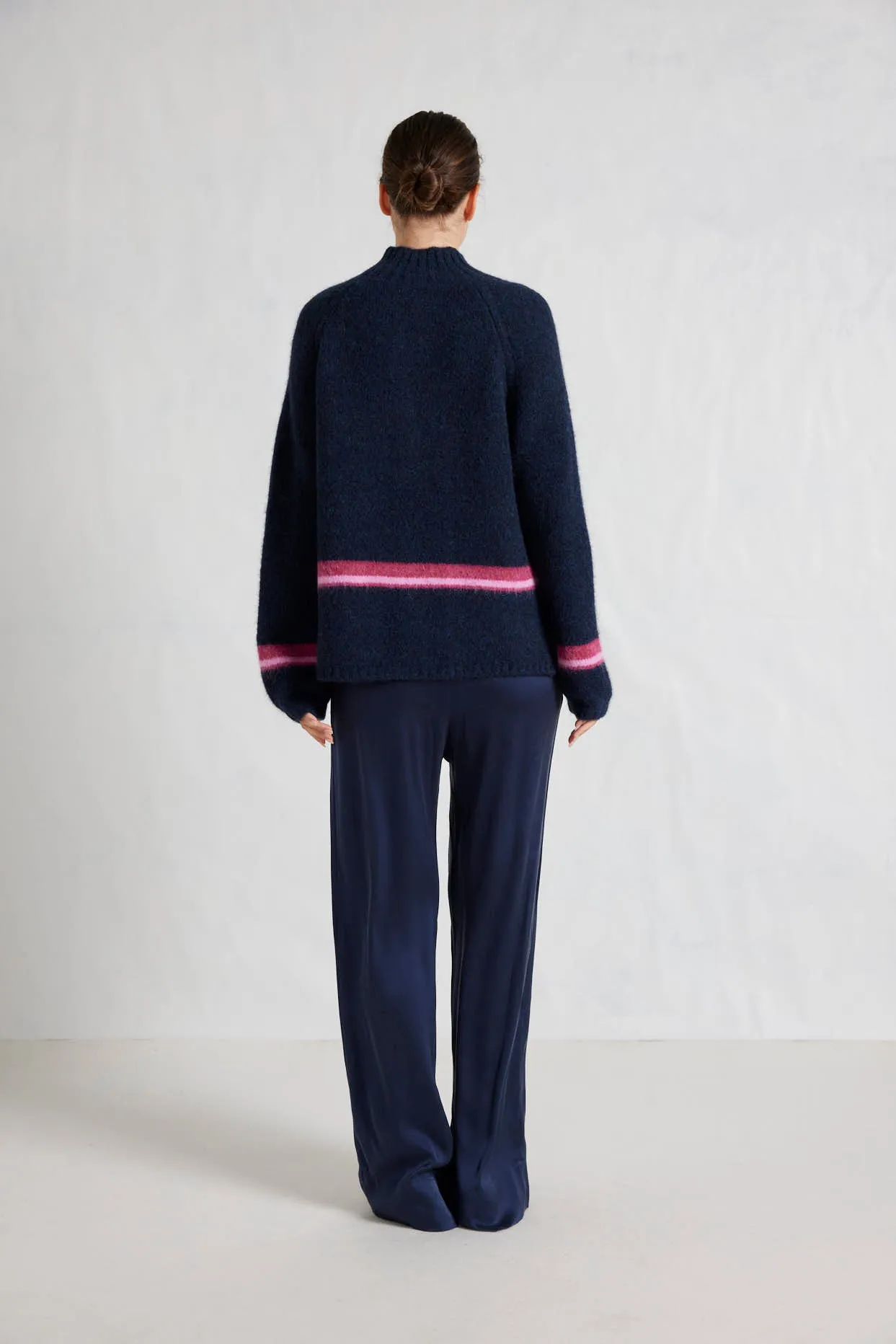 Leona Alpaca Sweater in Indigo/Wine