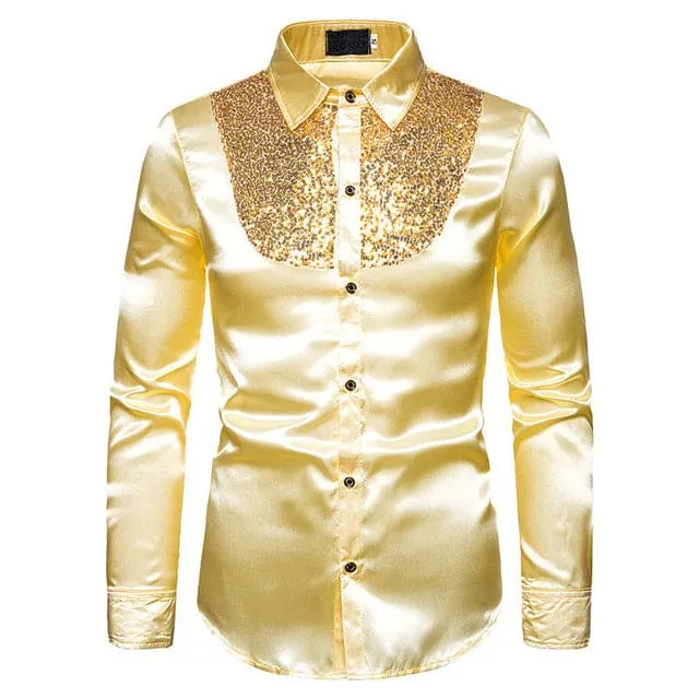 Luxury Sequin Glitter Flower Lapel Men Blazer
