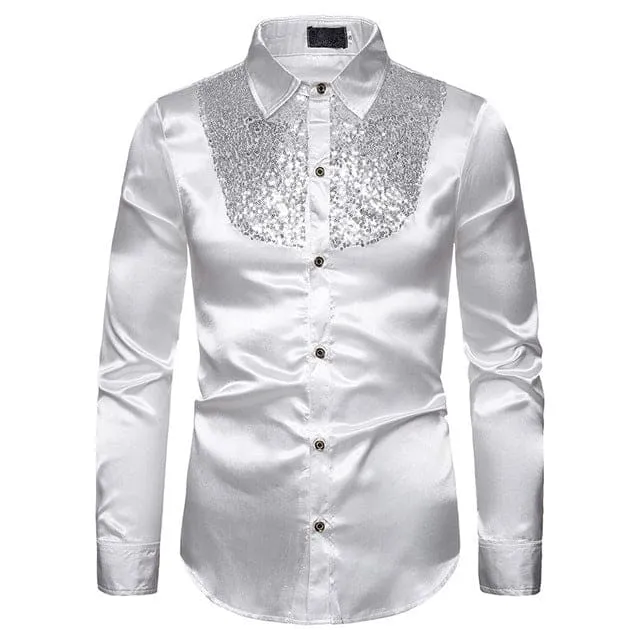 Luxury Sequin Glitter Flower Lapel Men Blazer