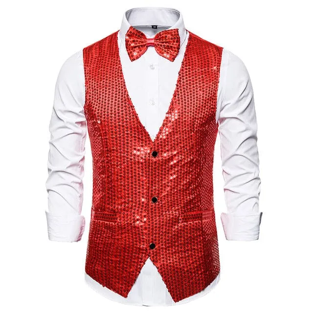 Luxury Sequin Glitter Flower Lapel Men Blazer