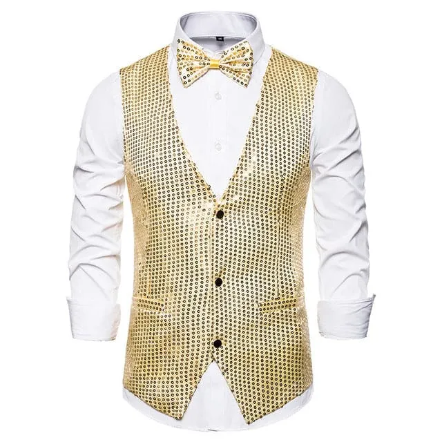 Luxury Sequin Glitter Flower Lapel Men Blazer