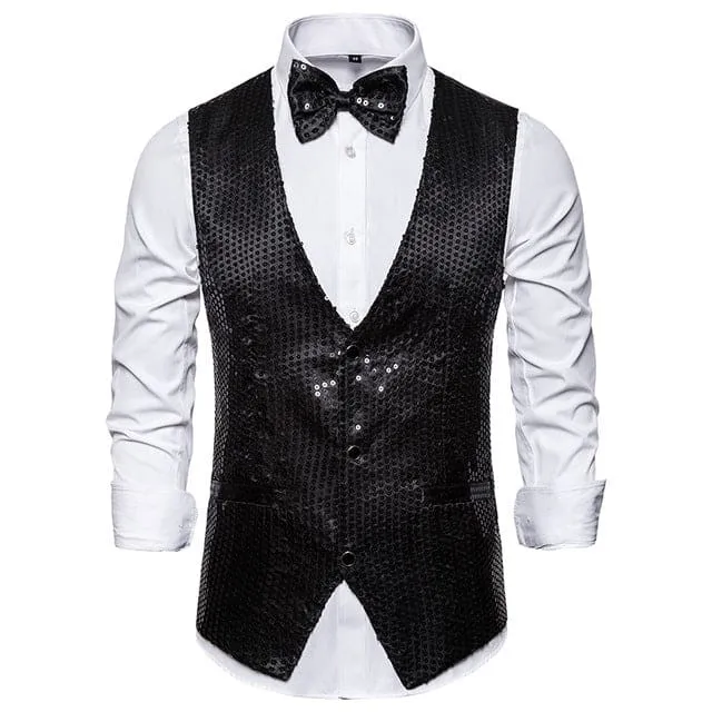 Luxury Sequin Glitter Flower Lapel Men Blazer