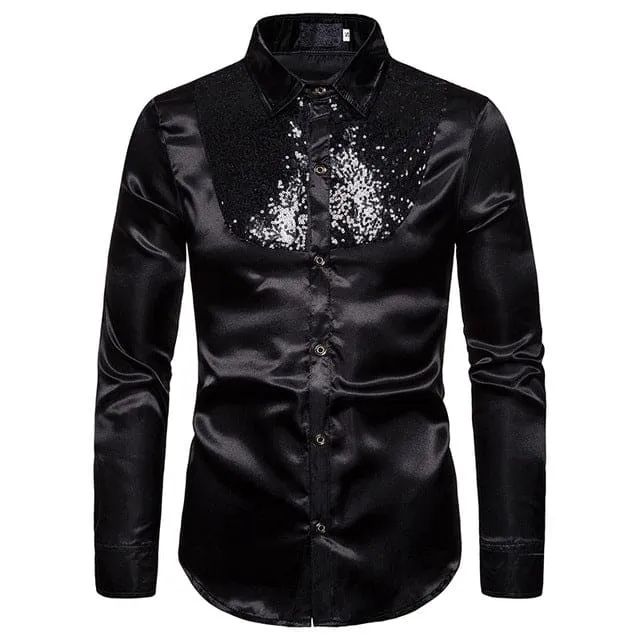Luxury Sequin Glitter Flower Lapel Men Blazer