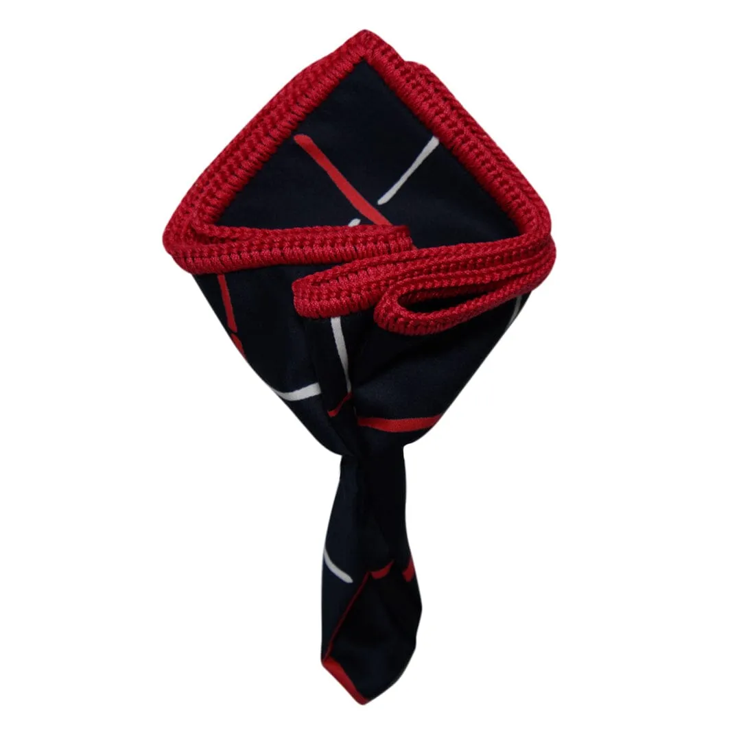 Navy Piazza with Red Signature Border