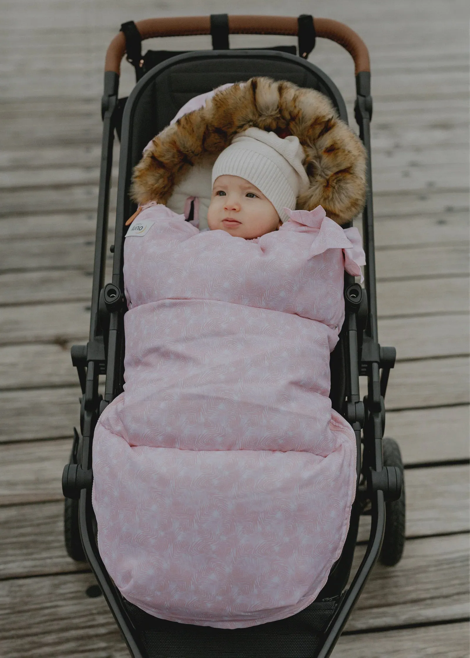 Nordic Footmuff Pram Liner - Pink Feather