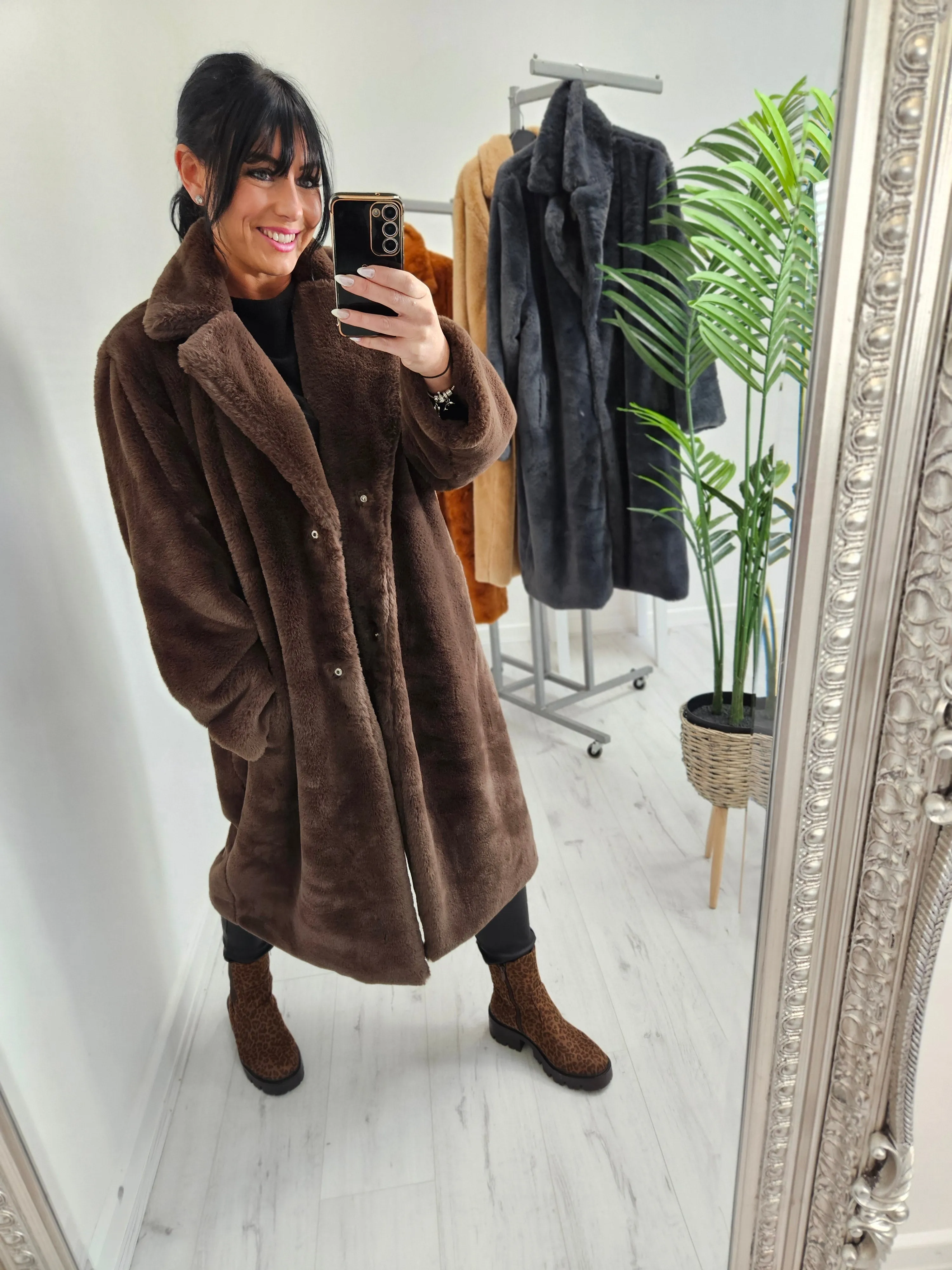 Oslo Faux Fur Coat Long (One Size) - (choose your Colour)