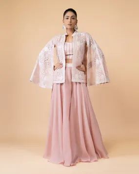Rose Pink Palazzo with Crop and Cut Type Jacket