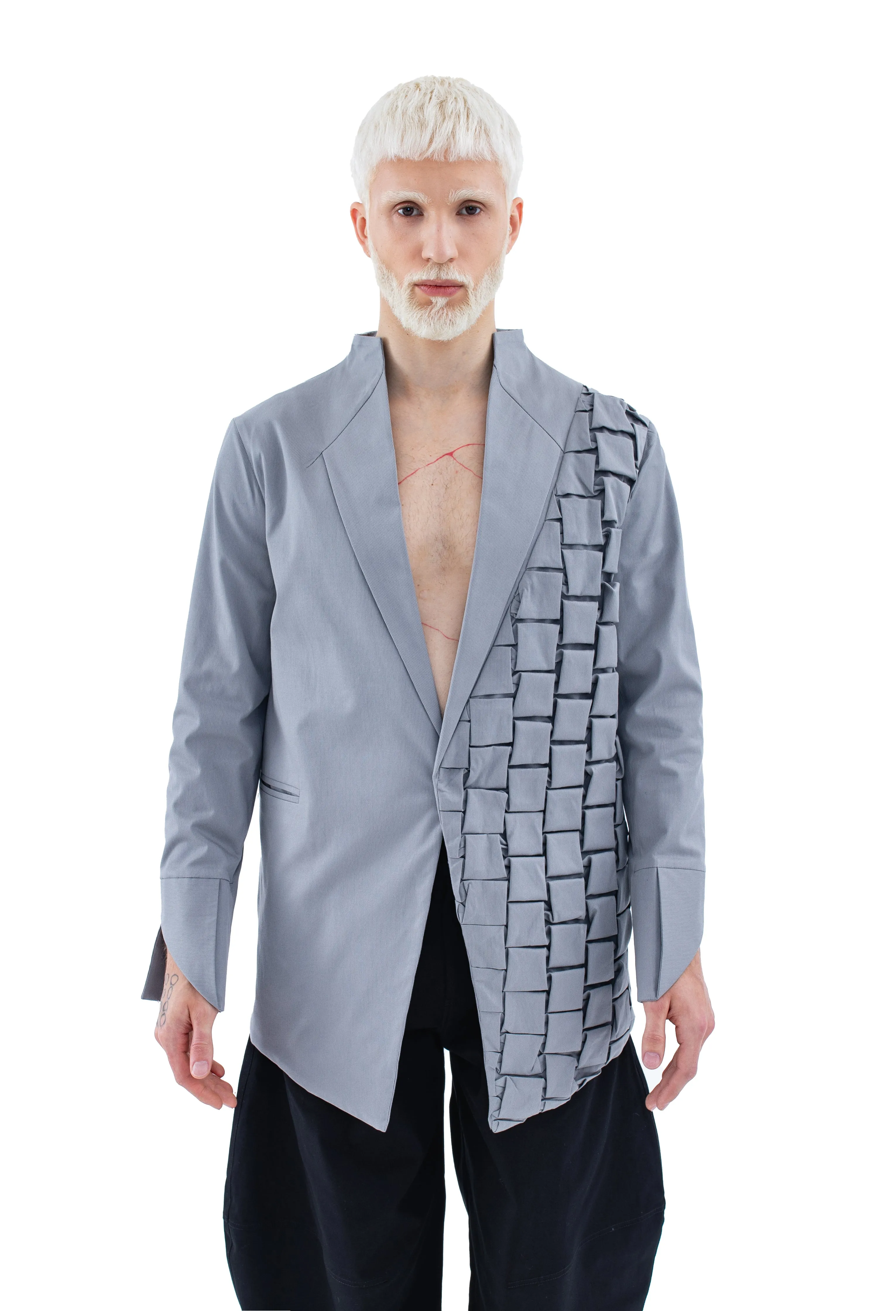 RUN(A)WAY 3D PLEAT ORIGAMI GREY BLAZER